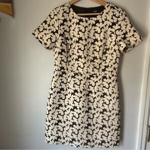 OASIS White/Black Jacquard Floral Shift Mini Dress Size UK 12/38